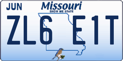 MO license plate ZL6E1T
