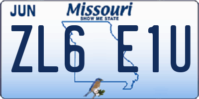 MO license plate ZL6E1U