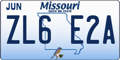 MO license plate ZL6E2A