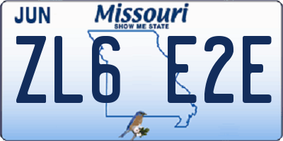 MO license plate ZL6E2E