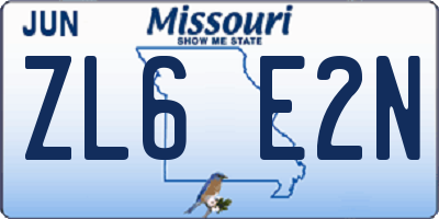 MO license plate ZL6E2N