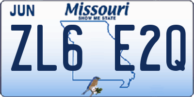 MO license plate ZL6E2Q