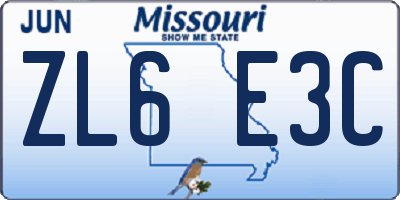 MO license plate ZL6E3C