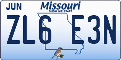 MO license plate ZL6E3N
