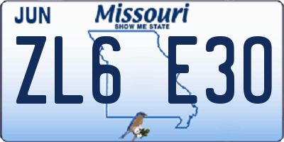 MO license plate ZL6E3O