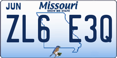 MO license plate ZL6E3Q