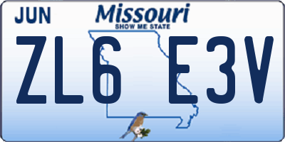 MO license plate ZL6E3V