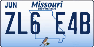 MO license plate ZL6E4B