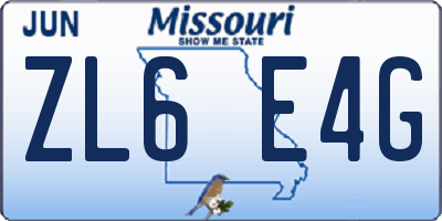 MO license plate ZL6E4G