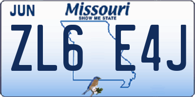 MO license plate ZL6E4J