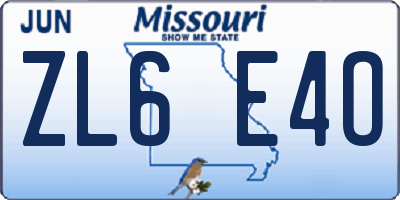 MO license plate ZL6E4O