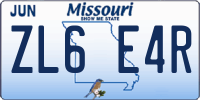 MO license plate ZL6E4R