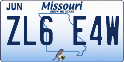 MO license plate ZL6E4W
