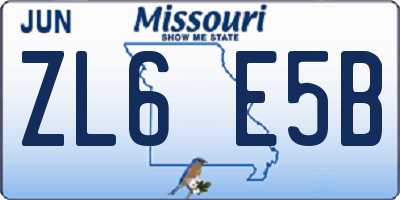 MO license plate ZL6E5B