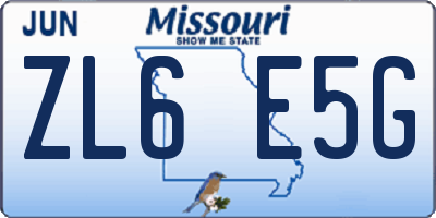 MO license plate ZL6E5G