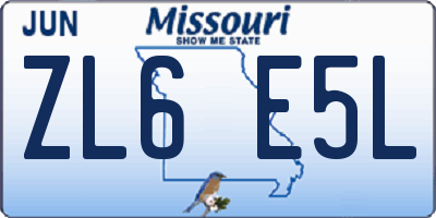 MO license plate ZL6E5L