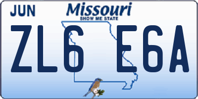 MO license plate ZL6E6A