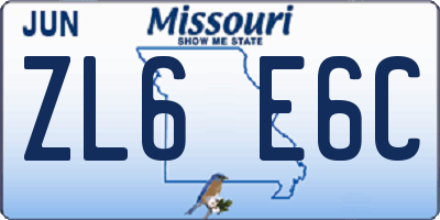 MO license plate ZL6E6C
