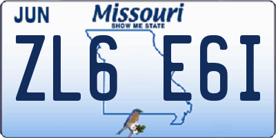 MO license plate ZL6E6I