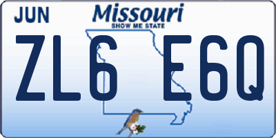 MO license plate ZL6E6Q