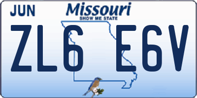 MO license plate ZL6E6V