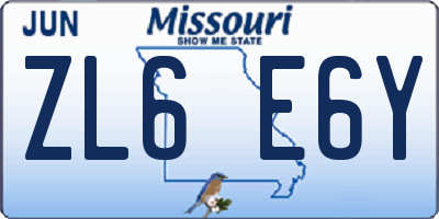 MO license plate ZL6E6Y