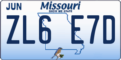 MO license plate ZL6E7D