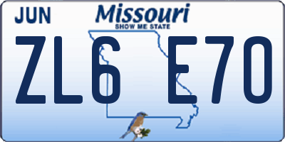 MO license plate ZL6E7O