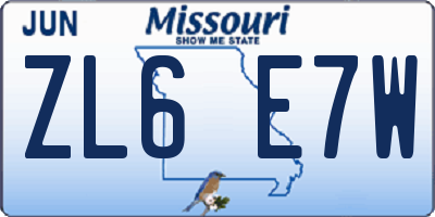 MO license plate ZL6E7W