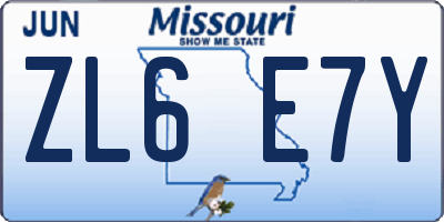 MO license plate ZL6E7Y