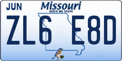 MO license plate ZL6E8D