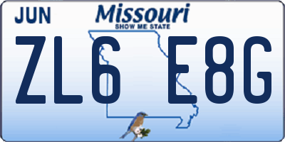 MO license plate ZL6E8G