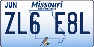 MO license plate ZL6E8L