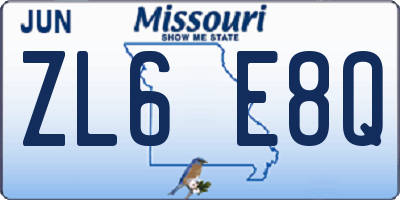 MO license plate ZL6E8Q