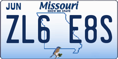 MO license plate ZL6E8S