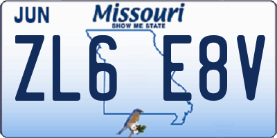 MO license plate ZL6E8V