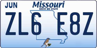 MO license plate ZL6E8Z