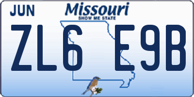 MO license plate ZL6E9B