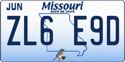 MO license plate ZL6E9D