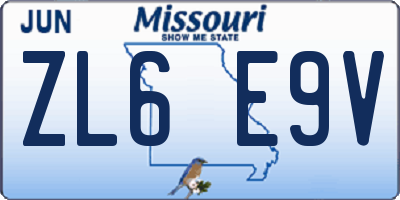 MO license plate ZL6E9V