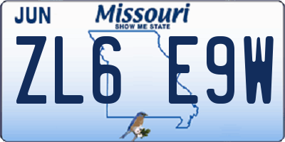 MO license plate ZL6E9W