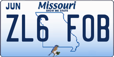 MO license plate ZL6F0B