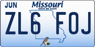 MO license plate ZL6F0J