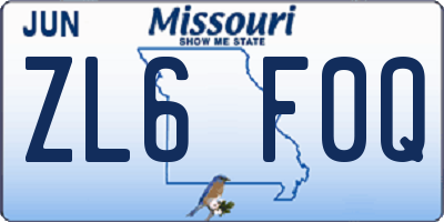 MO license plate ZL6F0Q