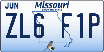 MO license plate ZL6F1P
