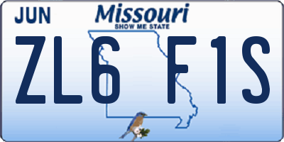 MO license plate ZL6F1S