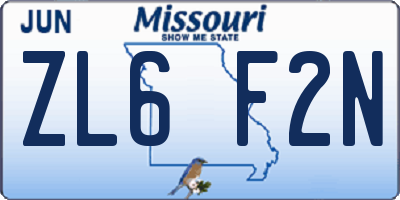 MO license plate ZL6F2N