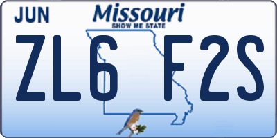 MO license plate ZL6F2S
