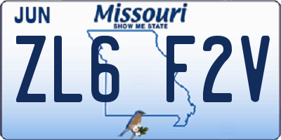 MO license plate ZL6F2V