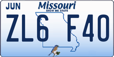 MO license plate ZL6F4O